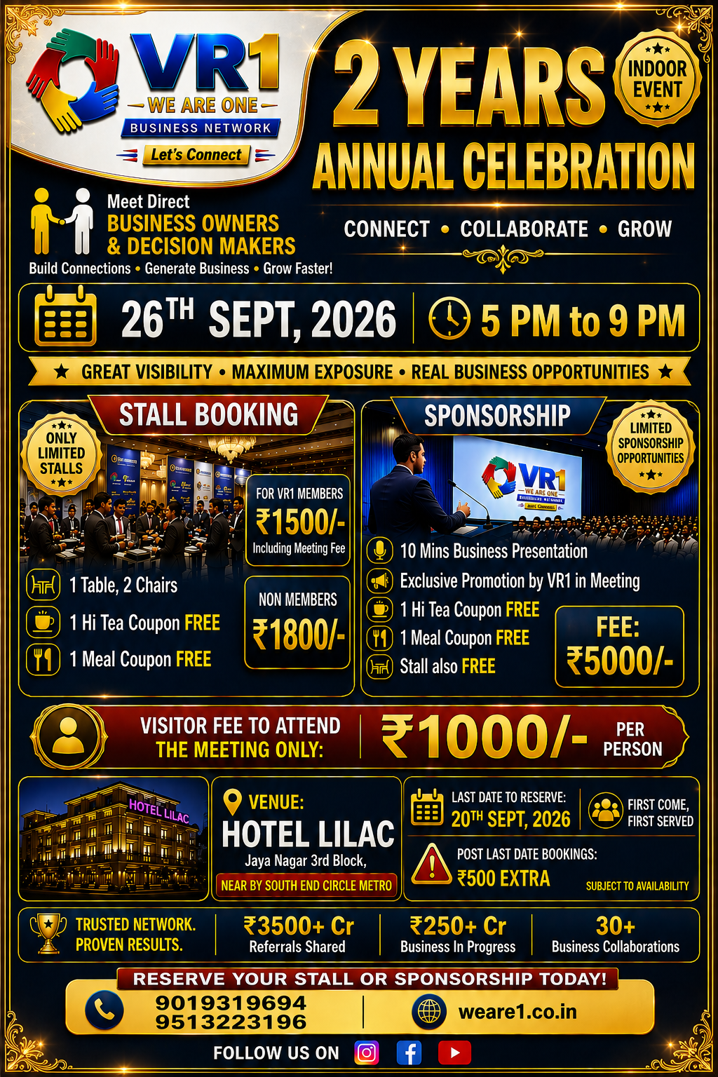 Vr1 2 years Stall booking